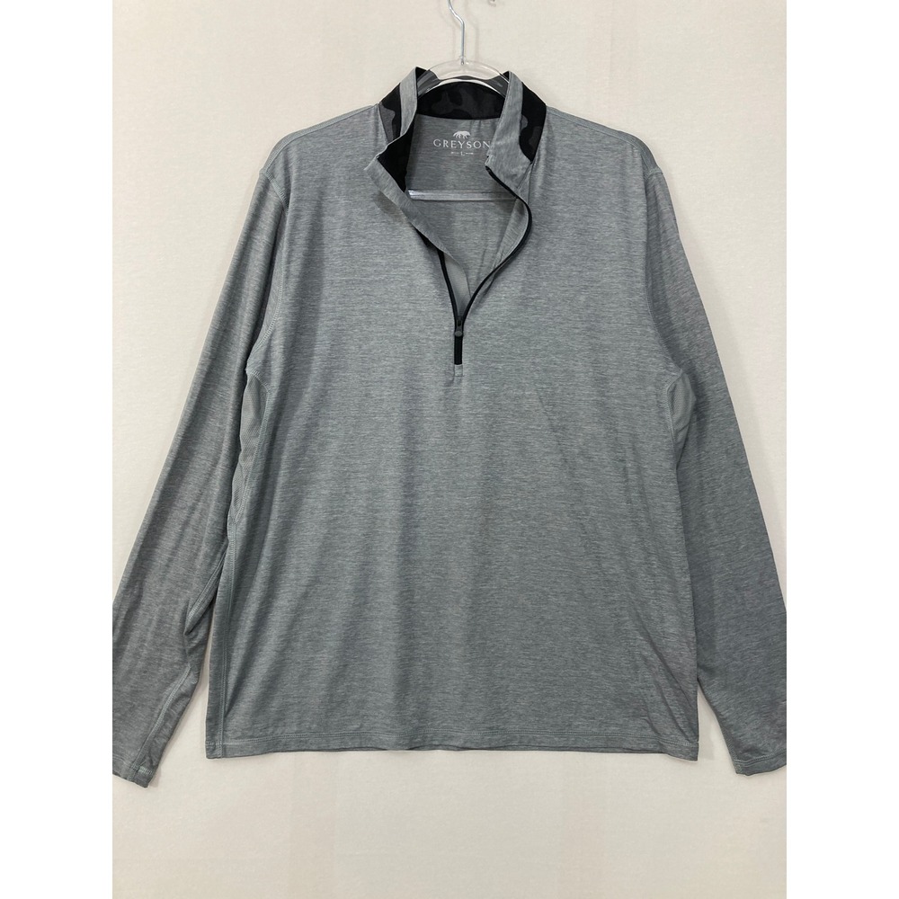 Greyson Guide Sport‎ Quarter Zip Pullover Large Grey Camo Golf Active Cooling